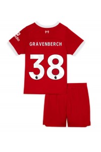 Fotbalové Dres Liverpool Ryan Gravenberch #38 Dětské Domácí Oblečení 2023-24 Krátký Rukáv (+ trenýrky)